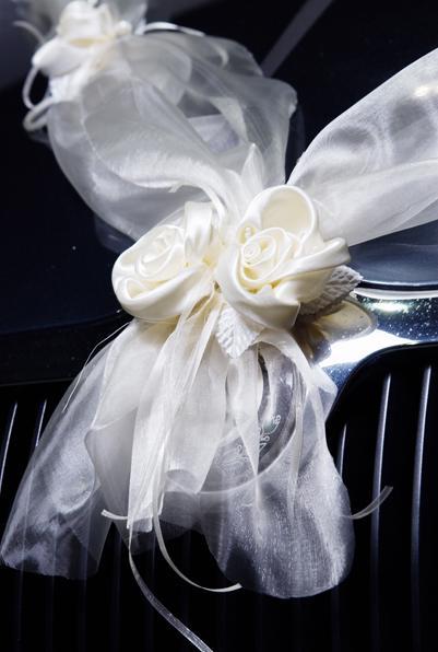 Immagine prodotto Partydeco Accessori per feste Decorazione auto Organza 1.8 m, 2 pezzi, crema (2 pz.)