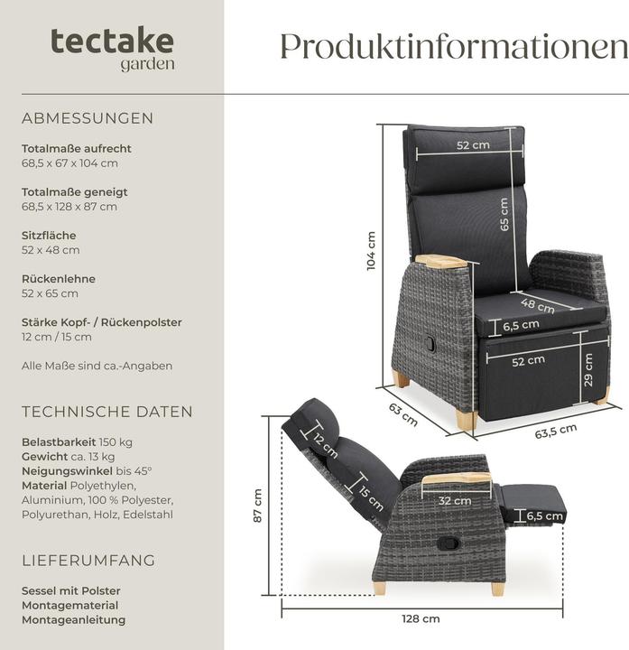 Produktbild tectake Pescara (128 cm)