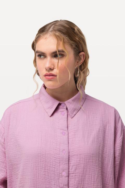 Produktbild Ulla Popken Musselin-Hemdbluse, Oversized, Hemdkragen, Langarm (50, 52)