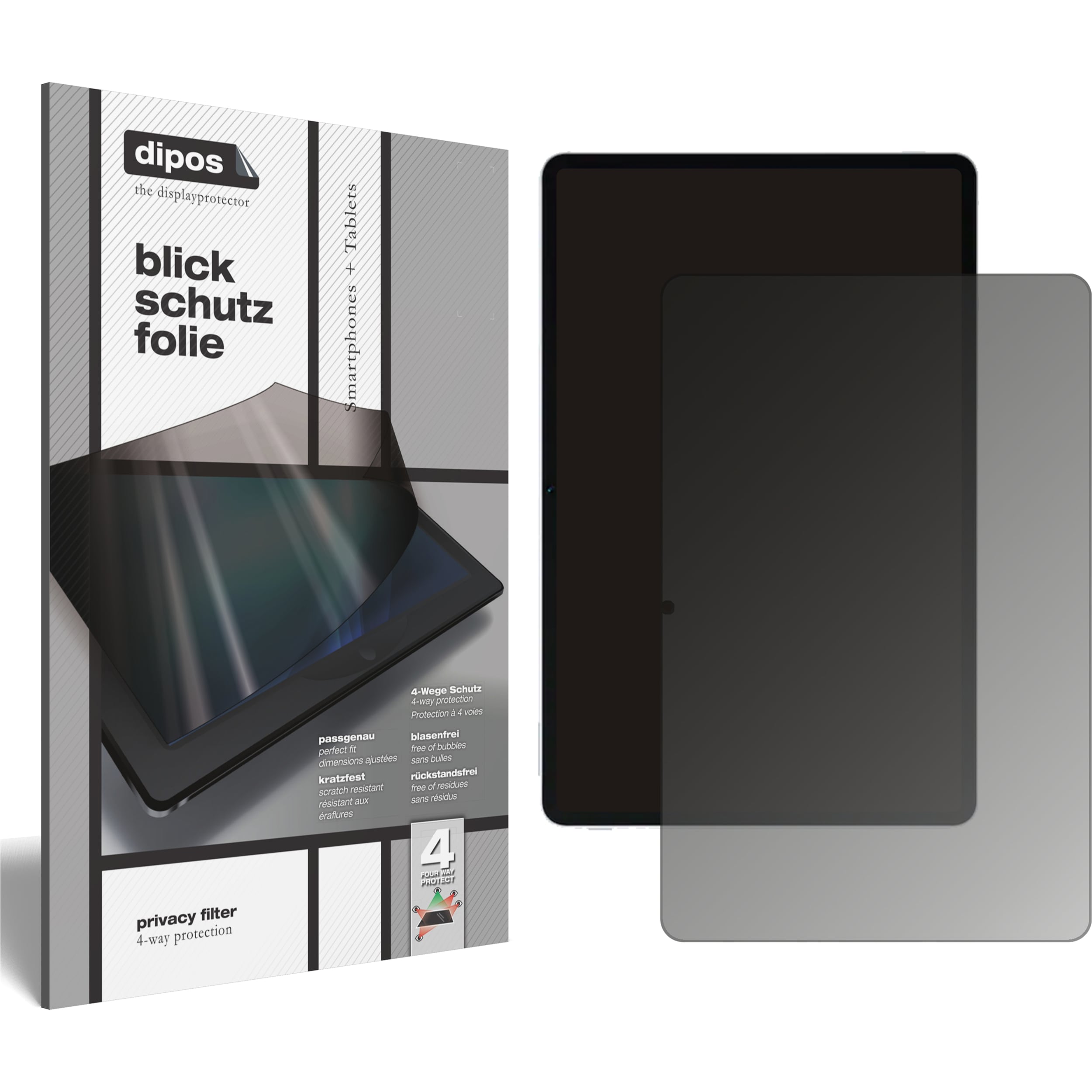 Dipos Blickschutzfolie 4-Way Privacy (1 Stück, Honor Pad V7 Pro), Tablet Schutzfolie