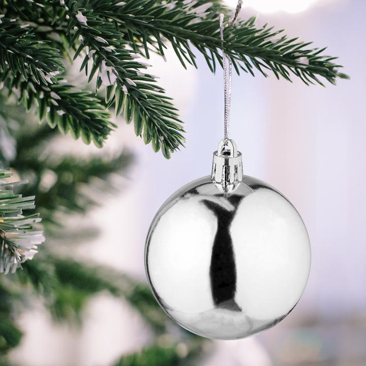 Actual product image Relaxdays - Weihnachtskugeln 50er Set, Silber, 7 x 6 cm (50 -part)