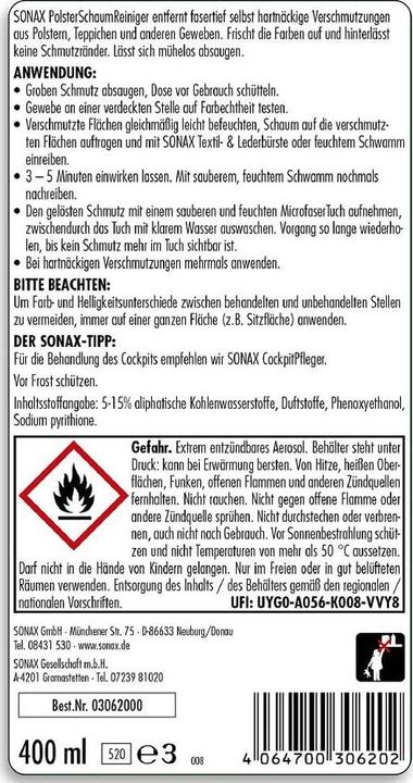 Produktbild Sonax Polster-Schaumreiniger (400 ml)