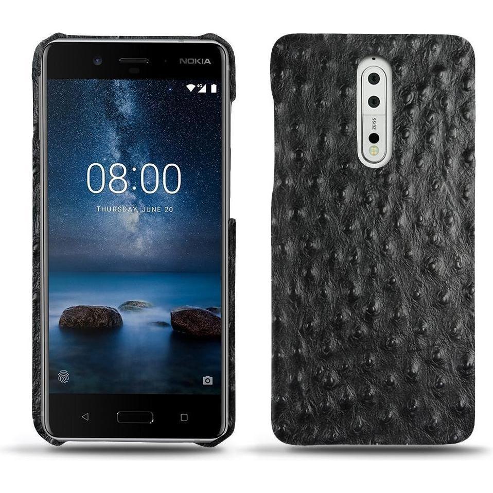 Noreve Lederschutzhülle (Nokia 8), Smartphone Hülle, Schwarz