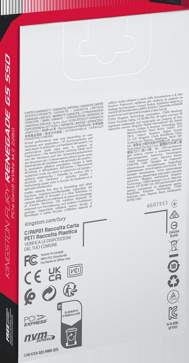 Produktbild Kingston FURY Renegade G5 (4000 GB, M.2 2280)