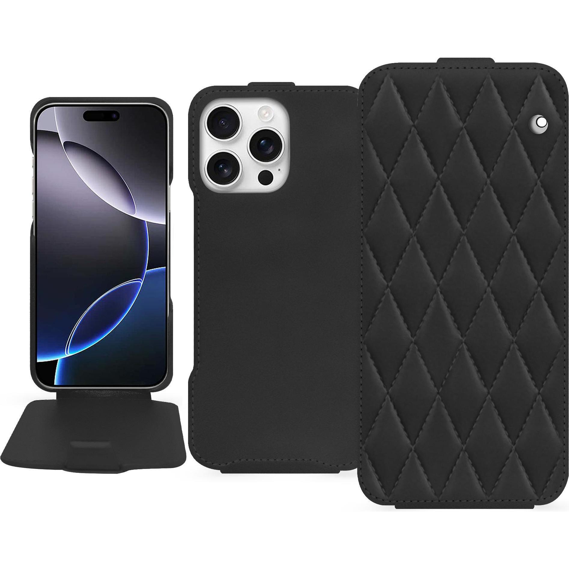 Noreve Lederschutzhülle vertikal (Apple iPhone 16 Pro Max), Smartphone Hülle, Schwarz