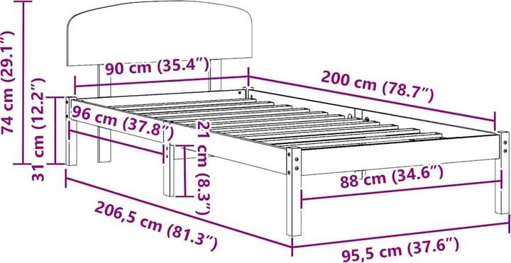 Image du produit vidaXL Moderner Bettrahmen (90 x 200 cm)