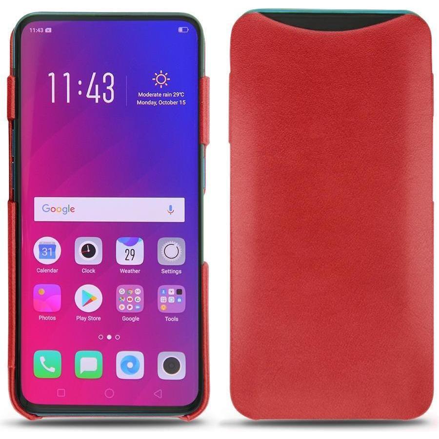 Noreve Lederschutzhülle (Oppo Find X), Smartphone Hülle, Rot