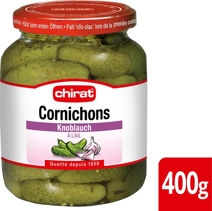 Immagine prodotto Chirat Cornichons à l'ail 400 g verre (450 g)