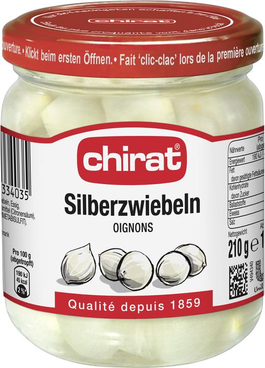 Image du produit Chirat Oignons argentés pour raclette, fondue, plateaux froids et apéritif (343 g)