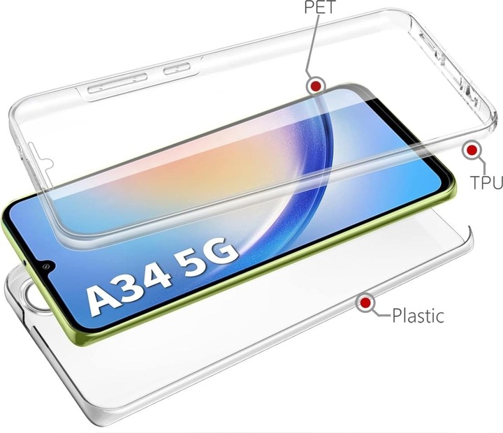Produktbild Screenguard 360° Screen & Body Protector Samsung Galaxy A34 5G Hülle mit Folie (Samsung Galaxy A34 5G)