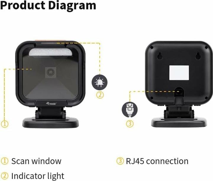 Actual product image equip Barcode Omni-Directional Laser Cable USB 1D2D black (1D barcodes, 2D barcodes, QR Code)