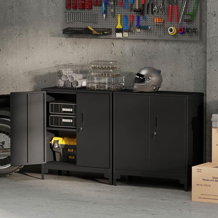 Actual product image Homcom Metallschrank Metall Schwarz (80 x 35 x 91 cm)