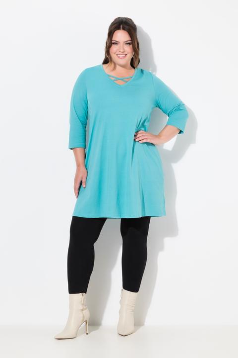 Produktbild Ulla Popken Longshirt, Zierbänder, A-Linie, V-Ausschnitt, 3/4-Arm (46, 48)