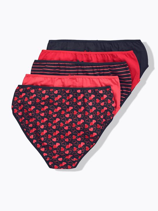 Immagine prodotto Ulla Popken Slip midi, confezione da 5, cuori/tinta unita (42, 44, Confezione da 5 pezzi)