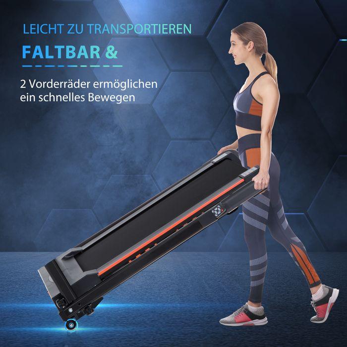 Actual product image Swisshandel24 Electric treadmill with LCD display, foldable fitness machine, 1-6 km/h, steel, black, 105 x 56 x