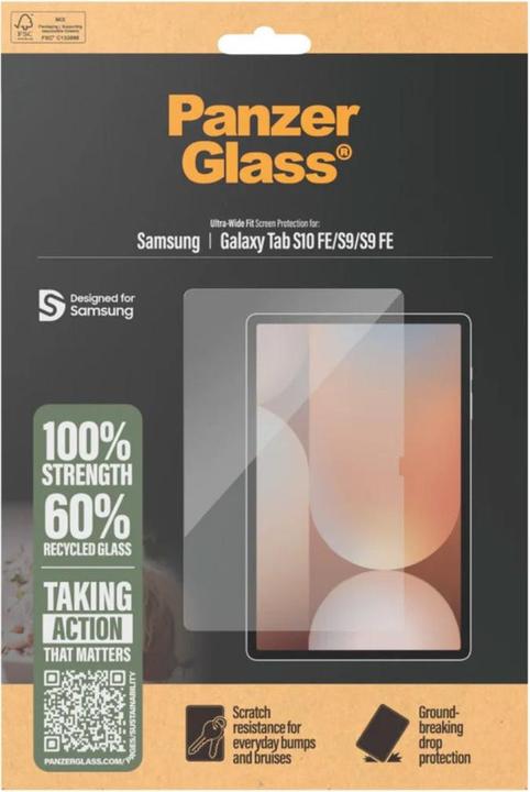 Actual product image PanzerGlass Displayschutz Samsung Galaxy Tab S10 FE | S9 5G | S9 FE 5G | Ultra-Wide Fit (1 Piece)