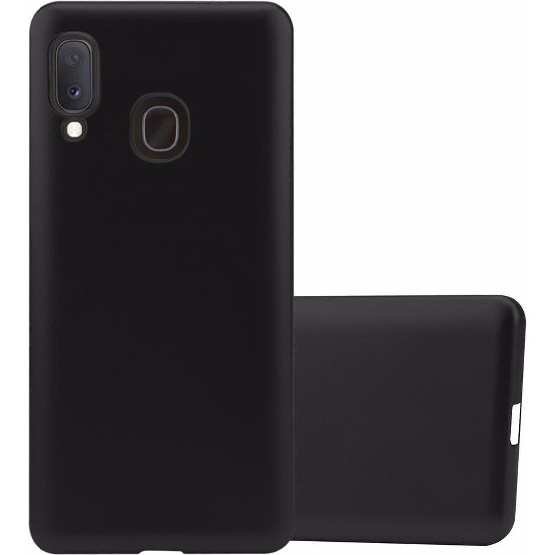 Cadorabo TPU Matt Metallic Cover (Samsung Galaxy A20e), Smartphone Hülle, Schwarz