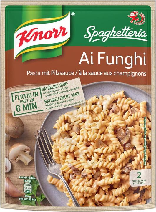 Knorr Spaghetteria Ai Funghi Pasta Pilzsauce Beutel, Teigwaren mit crèmiger Pilz Sauce, Fertiggericht (218 g)