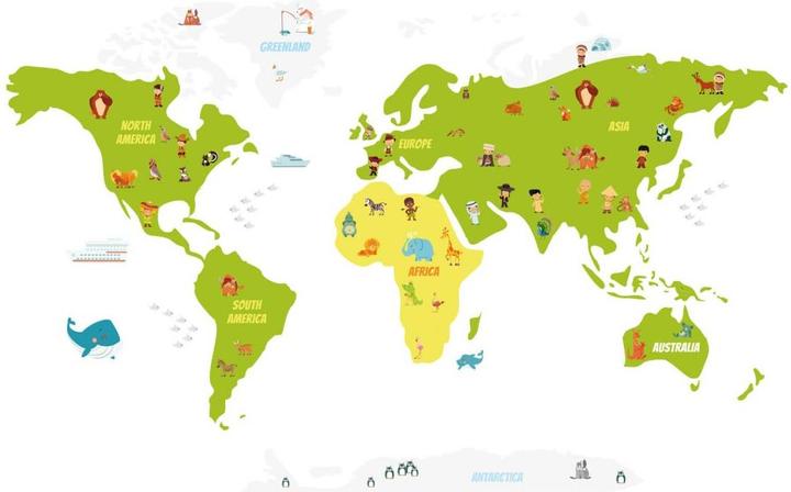 Actual product image Trenddeko Funny kids world map (120 x 76 cm)