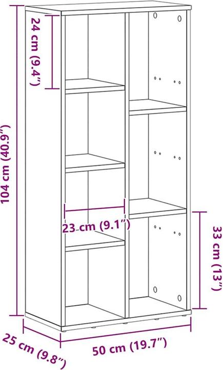 Produktbild vidaXL Bücherregal (50 x 25 x 104 cm)