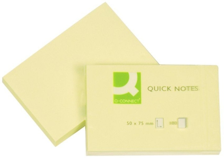 Produktbild Q-Connect Haftnotizen Quick Notes gelb (76 x 51 mm)