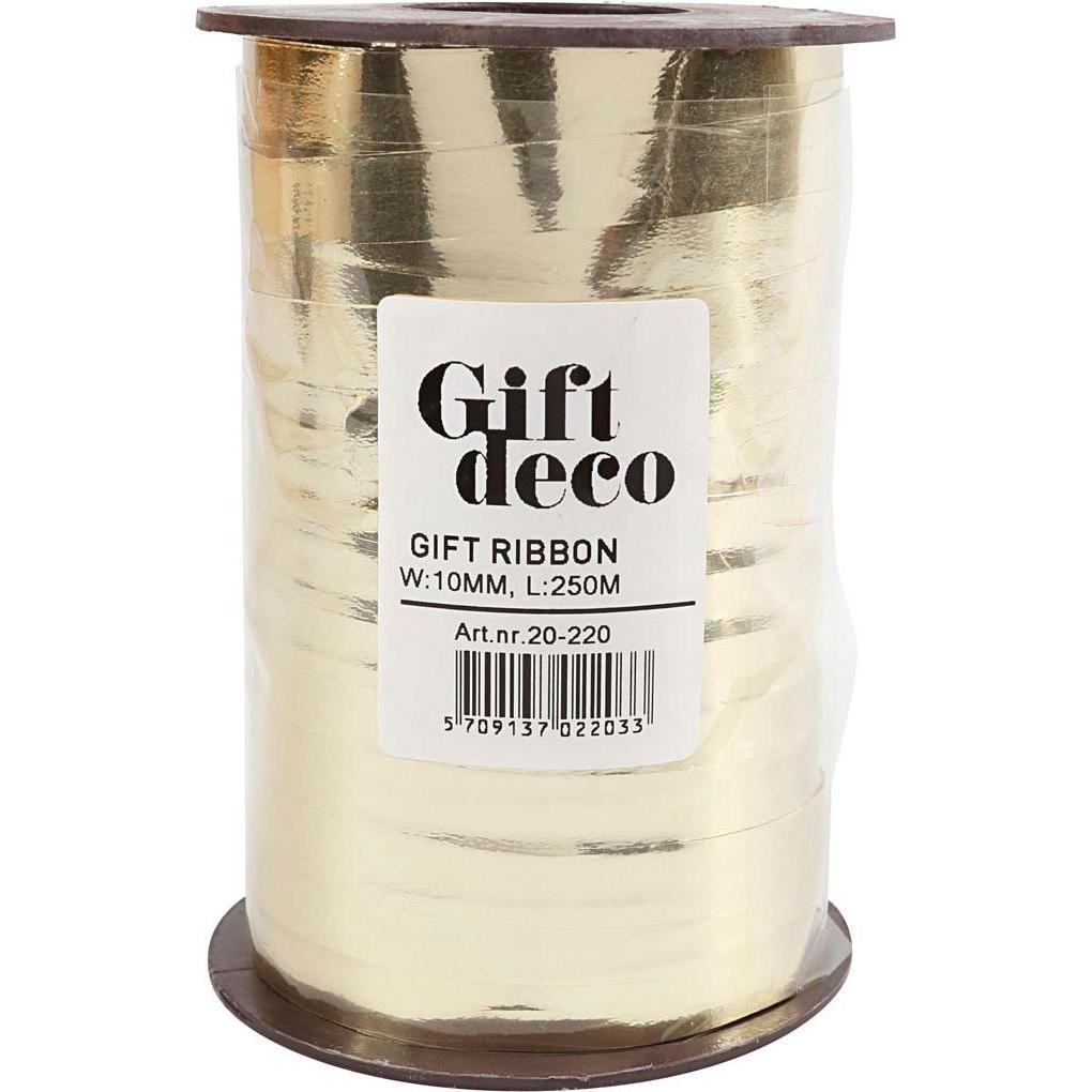 Thumbnail - Antalis, Geschenkverpackung, Gavebånd metallic guld 10mmx250m nr. 06 - (250 meter pr. rulle x 5 ruller) (Geschenkband)