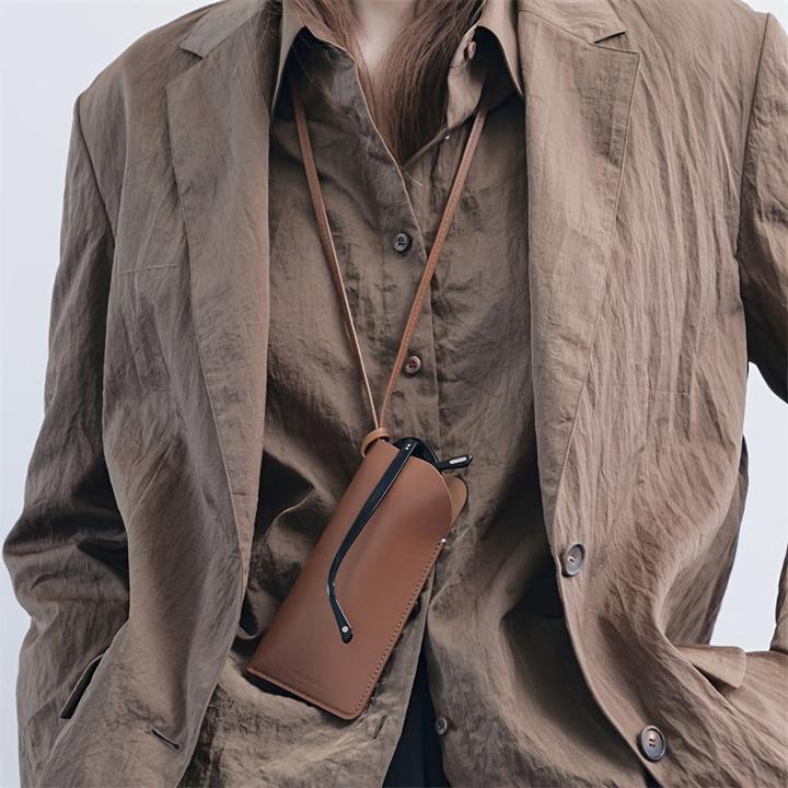 Immagine prodotto Only-Bags.Store Custodia per occhiali in pelle PU, porta occhiali da sole regolabile con laccetto da collo