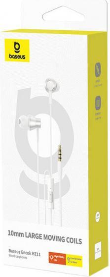 Actual product image Baseus Encok HZ11 headphones - white (No noise cancellation, Cable)