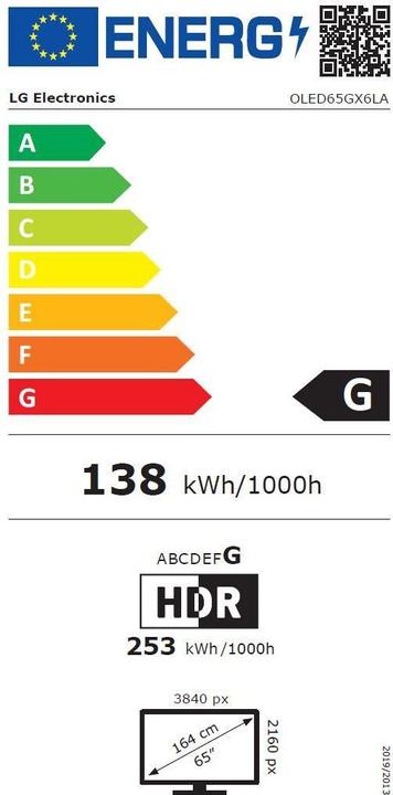Energie-Label LG OLED65GX6 (65", OLED, 4K, 2020)