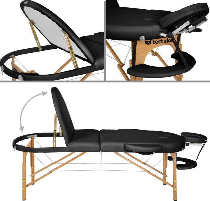 Image du produit tectake Table de massage Sawsan 3 zones avec rembourrage de 5cm et châssis en bois
