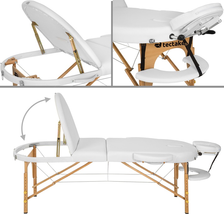 Immagine prodotto tectake Lettino da massaggio Sawsan a 3 zone, con 5 cm di imbottitura, rulli e supporto in legno