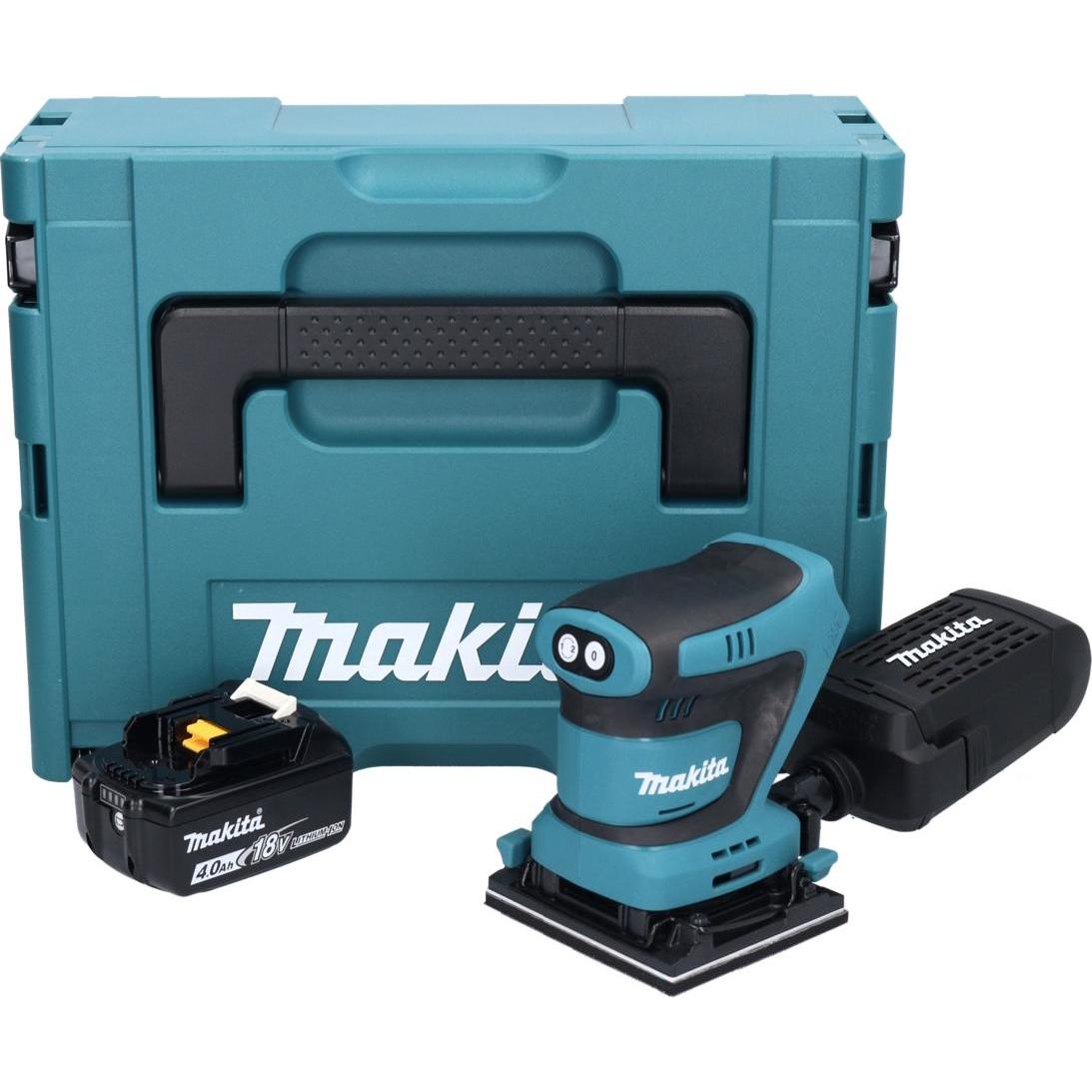 Thumbnail - Makita, Schleifmaschine + Poliermaschine, DBO 480 M1J Akku Schwingschleifer 18 V 112 x 102 mm + 1x Akku 4,0 Ah + Makpac ...