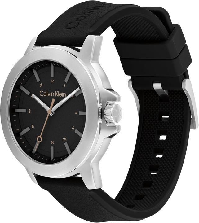 Actual product image Calvin Klein Three-Hand Quartz Movement Watch with Black Silicone Strap (Analogue wristwatch, 42 mm)