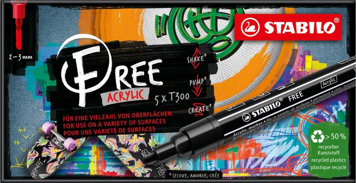 Produktbild STABILO FREE Acrylic Acrylmaker (Black, Red, 3 mm, 5 x)