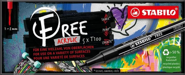 Produktbild STABILO FREE Acrylic Acrylmaker (Black, Red, 2 mm, 5 x)