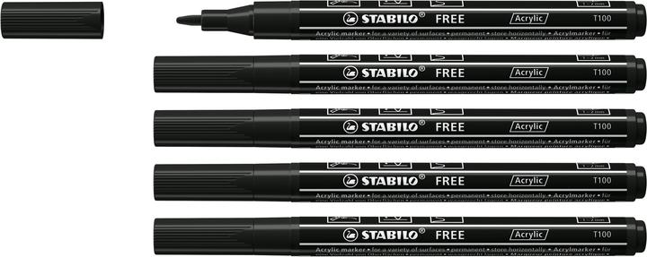 Produktbild STABILO FREE Acrylic Acrylmaker (Schwarz, 2 mm, 5 x)