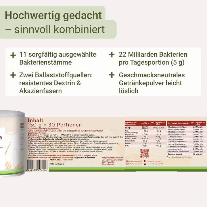 Nutritional values and ingredients For You intestinal flora complex (1 pcs., Powder, 150 g)