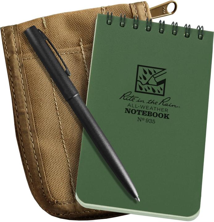Actual product image Rite in the Rain Set top spiral 7.6x12.7cm green block / tan cover (Tan, Green, green block / tan cover)