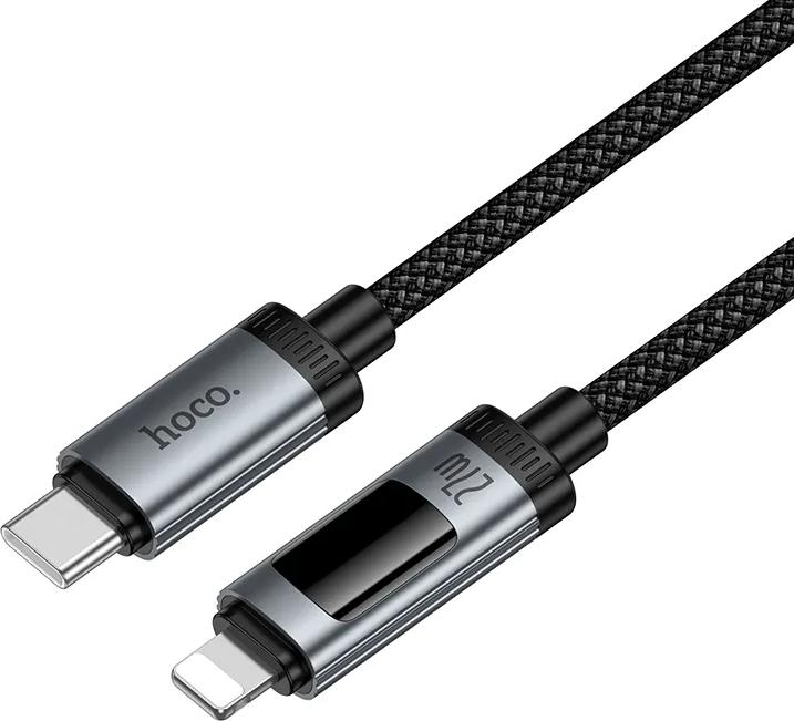 Produktbild Hoco Cable Data Cable with digital display USB C to Lightning PD 27W 1,2 m U148 black (1.20 m, 27 W)