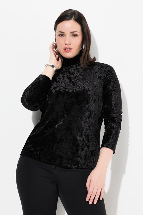 Produktbild Ulla Popken Samtshirt, Stehkragen, Slim, Langarm (46, 48)