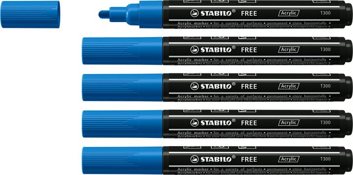 Produktbild STABILO FREE Acrylic Acrylmaker (Black, Dark Blue, 3 mm, 5 x)