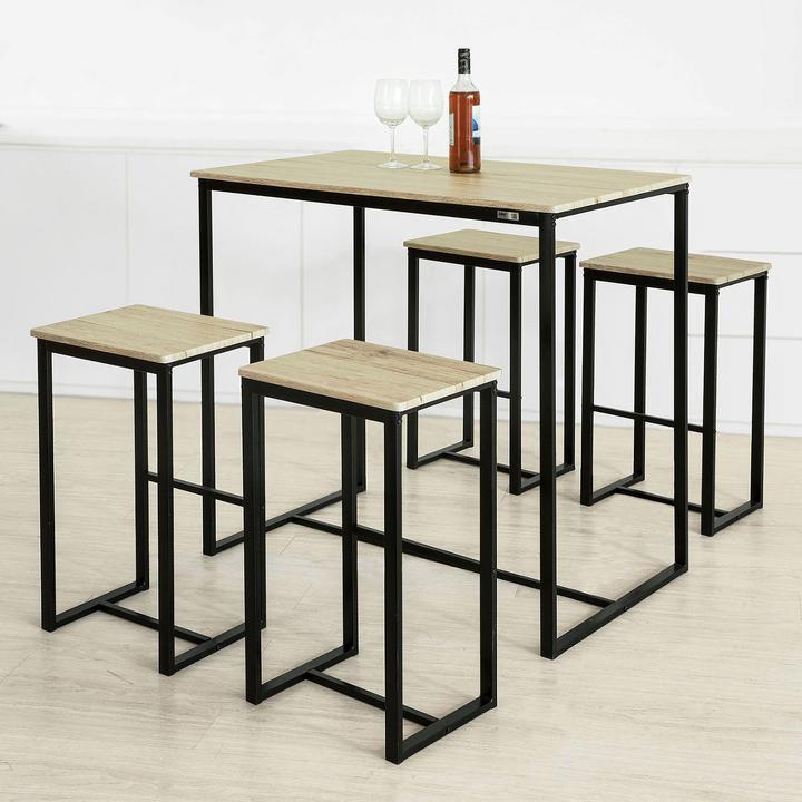 Produktbild SoBuy Bartisch mit 4 Hockern (100 x 60 x 96 cm)