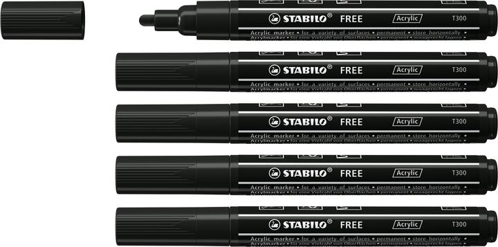Produktbild STABILO FREE Acrylic Acrylmaker (Schwarz, 3 mm, 5 x)