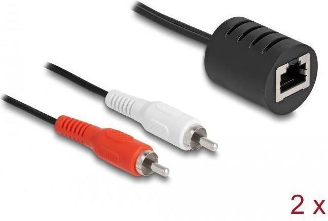 Produktbild Delock Stereo Audio Extender RJ45 Bu zu 2 x Cinch (Winkeladapter)