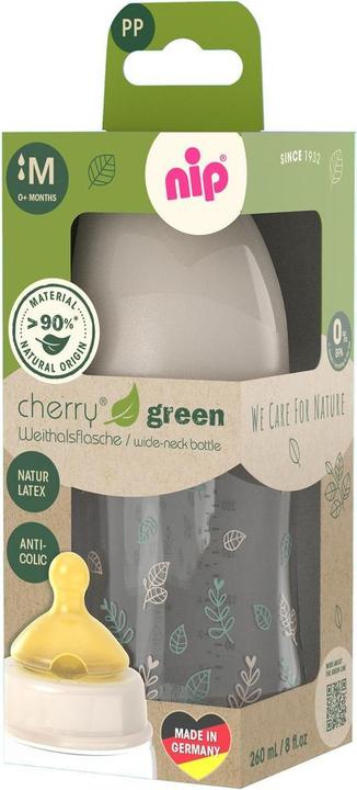 Produktbild NIP Babyflaschen PP-Flasche Cherry Green 260 ml + Latex-Trinksauger (260 ml)