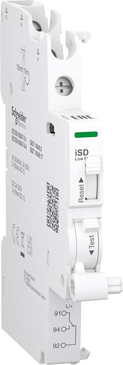 Actual product image Schneider Electric Remote signalling switch, Acti9, iSD, 1 changeover contact, 2mA to 100mA, 24VAC to 250VAC, 24VDC to (Other)