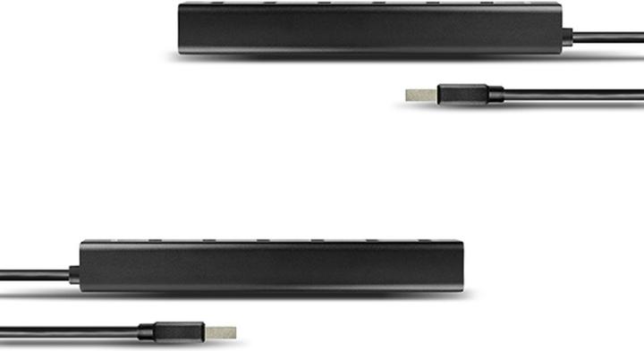 Actual product image Axagon HUE-SA7BP 7x USB3.0 ALU charging hub incl. AC adapter, Juodas (USB-A, USB-B, 7 ports)