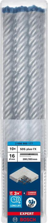 Image du produit Bosch Professional Zubehör Forets marteaux Expert SDS plus-7X, 16 x 200 x 265 mm, 10 pcs. (16.0 mm)