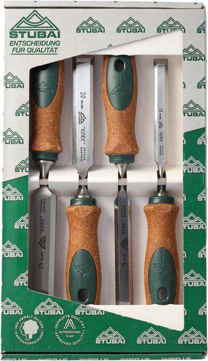 Productafbeelding Stubai Speciale beitelset (geperforeerde beitel) met kurken handvat Gereedschapsstaal 4-delige set (24 mm)