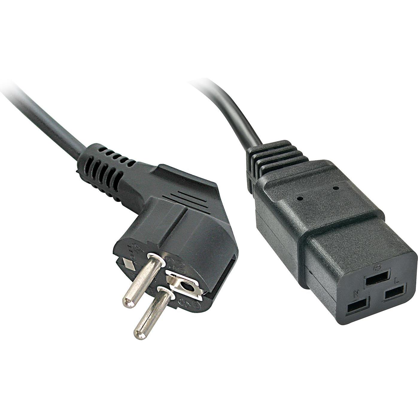 Lindy 2m Schuko auf IEC C19 Netzkabel fuer IEC-Kaltgeraeteverbindungen bis 16A (2 m), Stromkabel